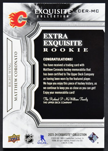 2023-24 UD Exquisite Collection Extra Exquisite Rookie Coronato RC /349 Jersey