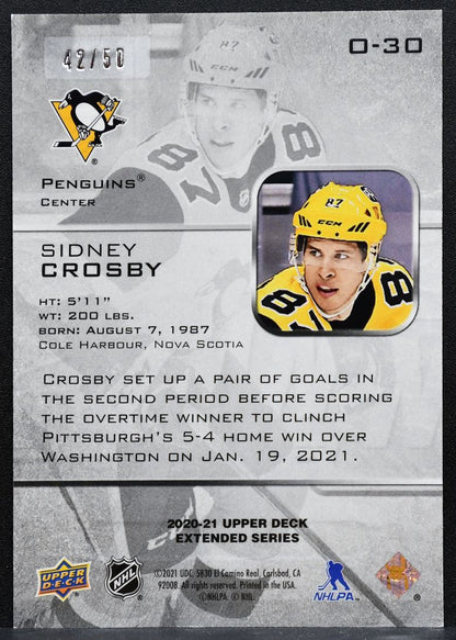2020-21 UD Extended Series Ovation Sidney Crosby O-30 Penguins 42/50 8860