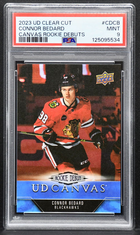 2023-24 Upper Deck Clear Cut Canvas Rookie Debuts Connor Bedard CD-CB PSA 9