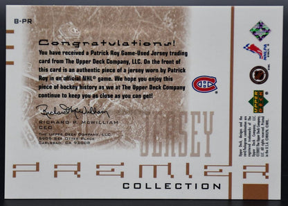 Maillot de match UD Premier Collection 2001-02 Patrick Roy B-PR 199/300