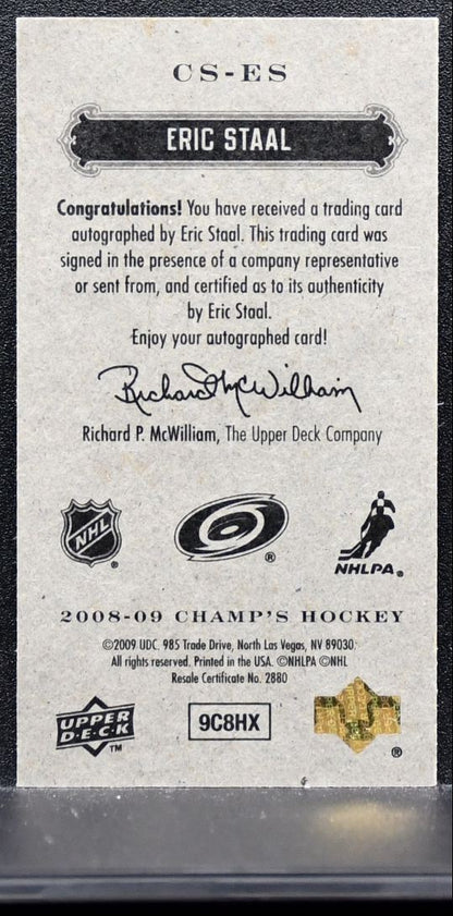 2008-09 Upper Deck Champ's Mini Signatures Eric Staal CS-ES Hurricanes Auto 0444