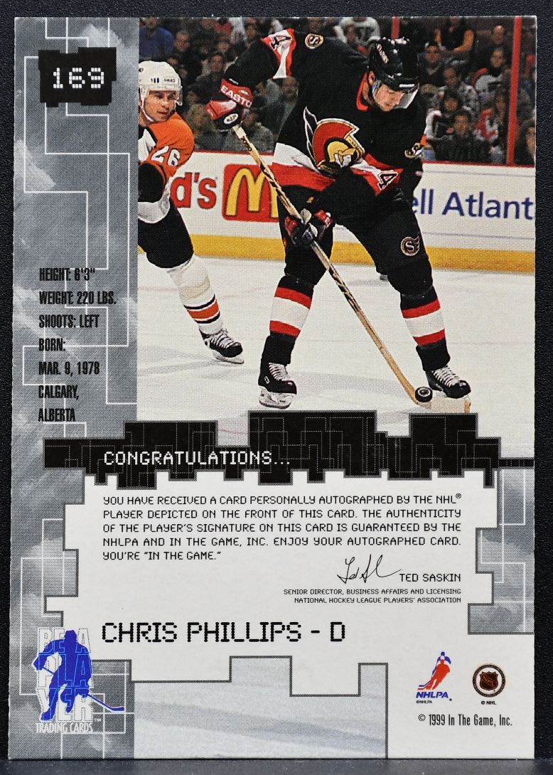1999-100 In The Game Millenium Signature Series Gold Chris Phillips Auto 0255