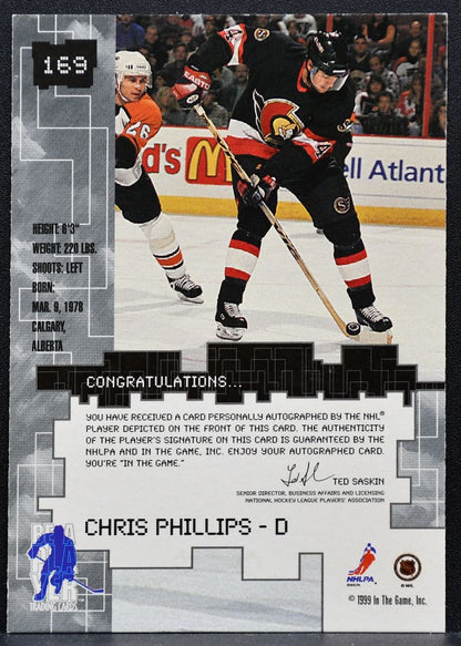 1999-100 In The Game Millenium Signature Series Gold Chris Phillips Auto 0255
