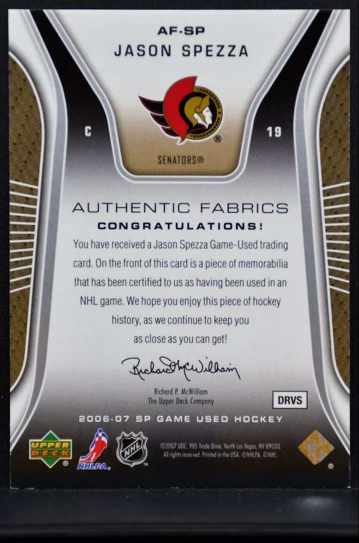 2006-07 SP Game Used Authentic Fabrics Jason Spezza Ottawa Senators Jersey 6590