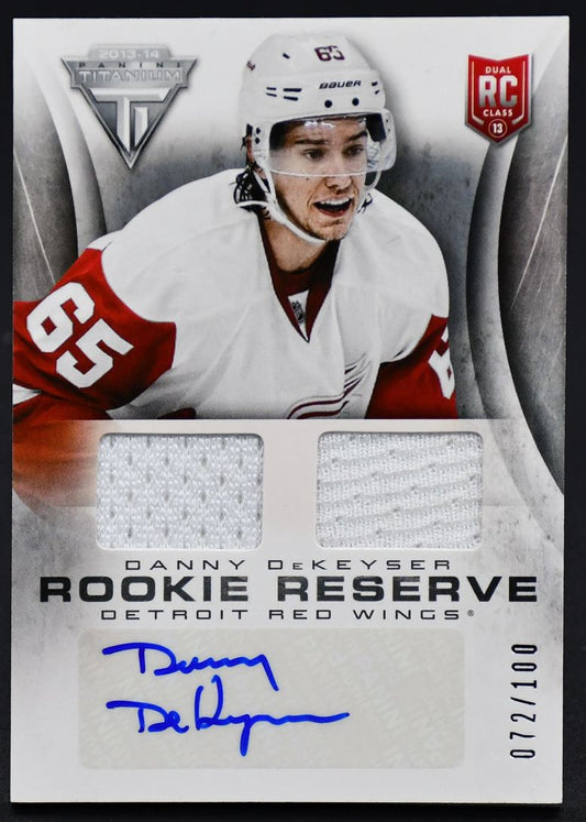 2013-14 Panini Titanium Rookie Reserve Danny DeKeyser RR-DDK Auto 072/100 Jersey