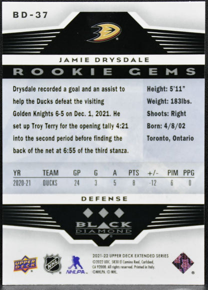 2021-22 UD Extended Series Black Diamond Rookie Gems Drysdale RC 8808