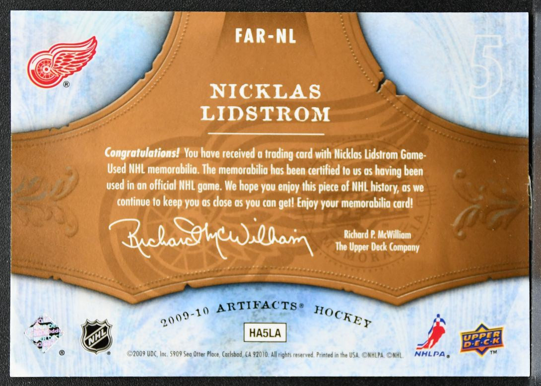 2009-10 Upper Deck Artifacts Frozen Nicklas Lidstrom Red Wings Jersey 1955