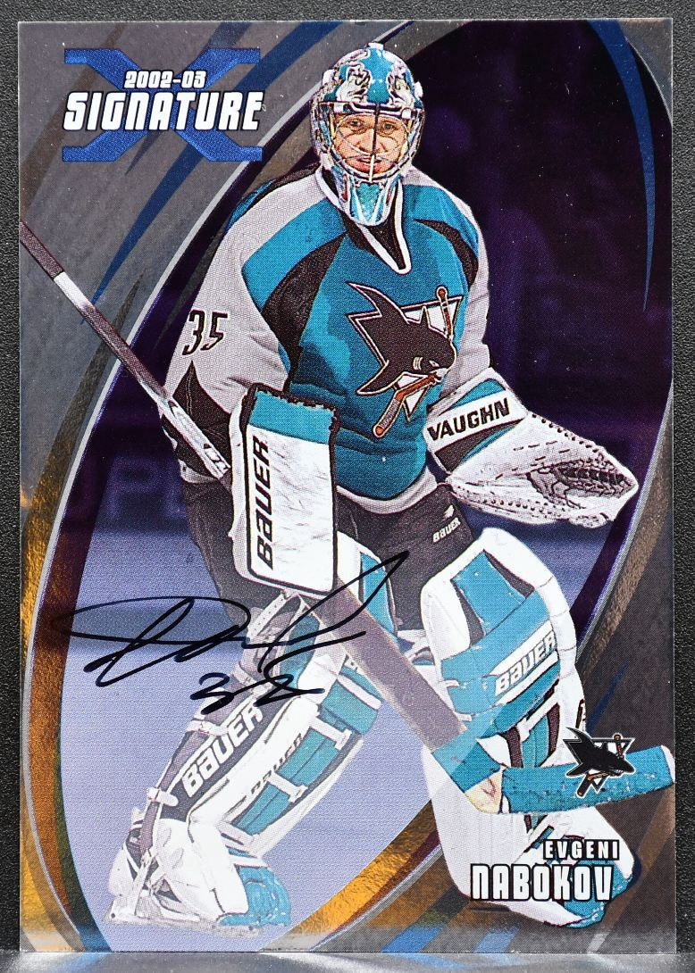 2002-03 In The Game Signature Series Auto Evgeni Nabokov 007 Sharks Auto 2028