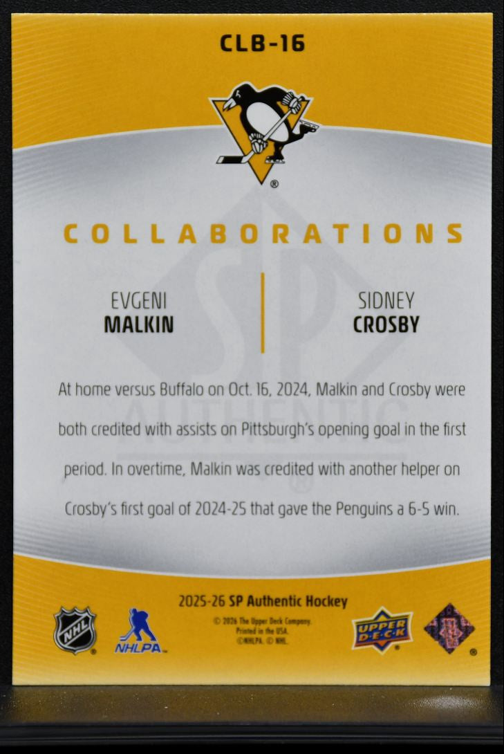 2025-26 SP Authentic Collaborations Sidney Crosby / Evgeni Malkin Penguins 9140