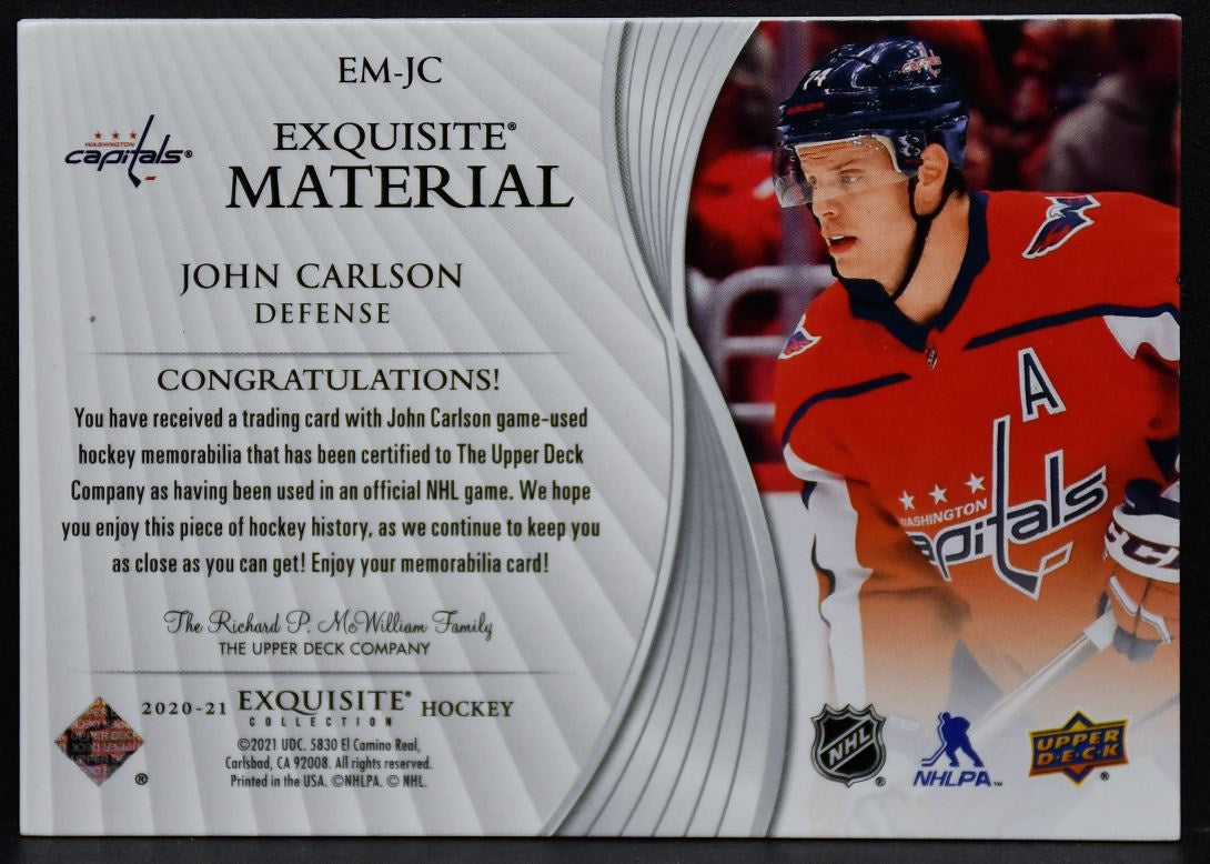 20-21 UD Black Diamond Exquisite Collection Materials Carlson Capitals /49 Patch 3514