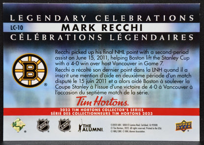 2023-24 UD Tim Hortons Legendary Celebrations Mark Recchi LC-10 Boston Bruins 6224