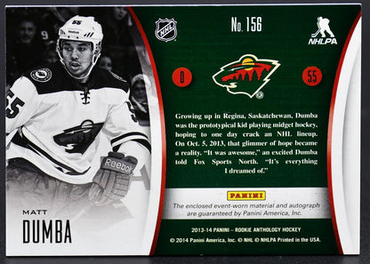 2013-14 Panini Rookie Anthology Matt Dumba 156 RC Auto 163/249 Jersey