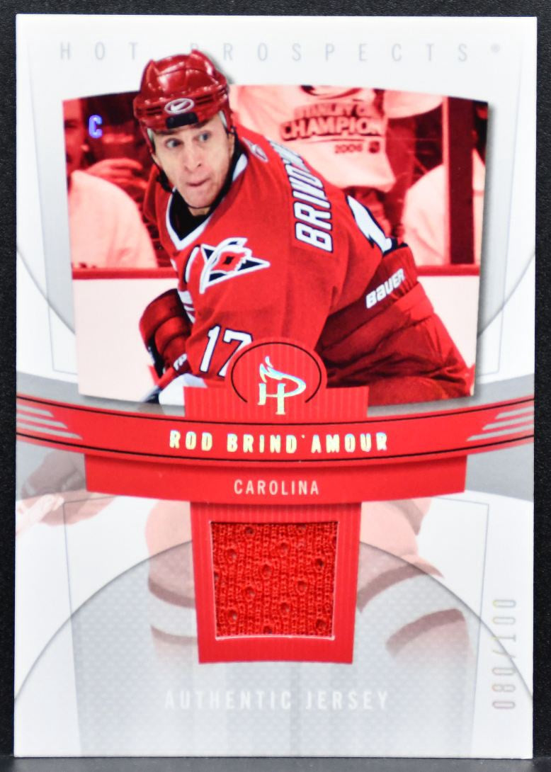 2006-07 Fleer Hot Prospects Rod Brind'Amour 21 Hurricanes 080/100 Jersey 5252
