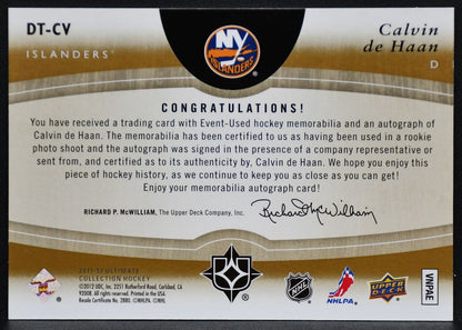 2011-12 UD Ultimate Debut Threads de Haan Islanders RC Auto 44/50 Jersey 0157