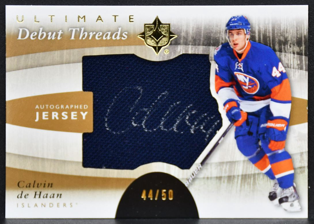 2011-12 UD Ultimate Debut Threads de Haan Islanders RC Auto 44/50 Jersey 0157
