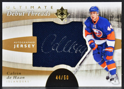 2011-12 UD Ultimate Debut Threads de Haan Islanders RC Auto 44/50 Jersey 0157