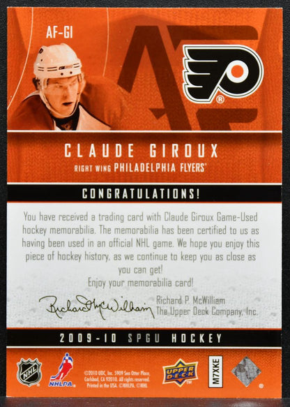 2009-10 SP Game Used Authentic Fabrics Claude Giroux AF-GI Flyers Jersey 2228