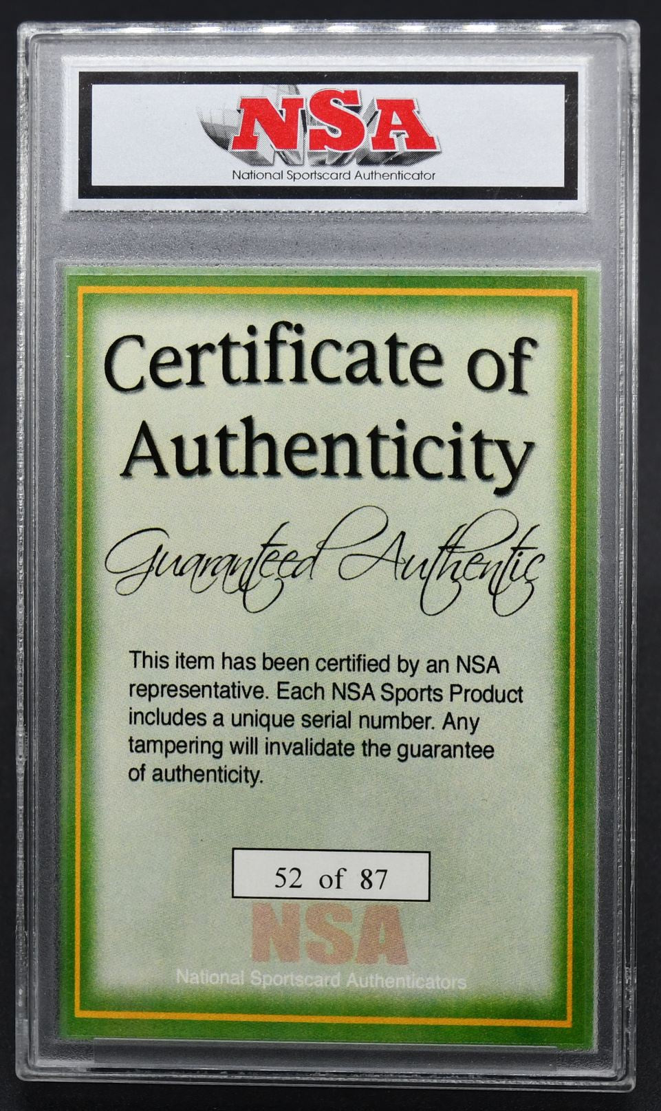 NSA Game Used Memorabilia Sidney Crosby 52/87 Jersey