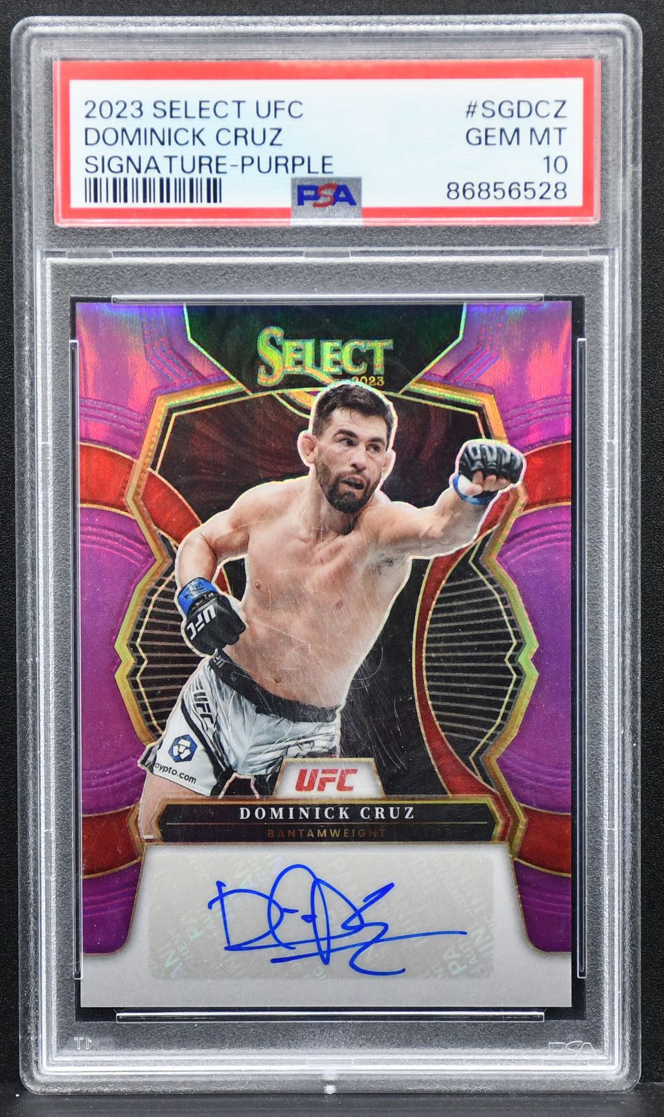 2023-24 Panini Select UFC Signature - Purple Prizm Dominick Cruz SG-DCZ Auto /49