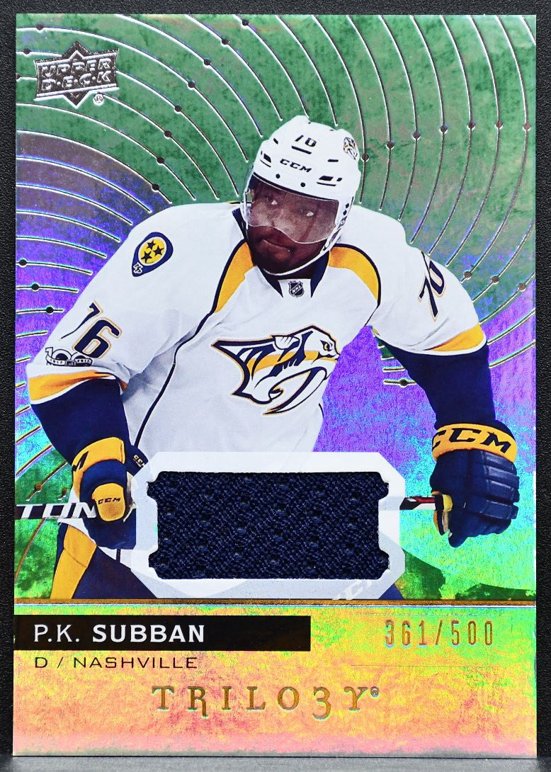 2017-18 UD Trilogy Relics Jersey Green Foil P.K. Subban 361/500 Jersey 0394