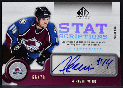 2005-06 SP Game Used Statscriptions Ian Laperriere Avalanche Auto 66/78 9174