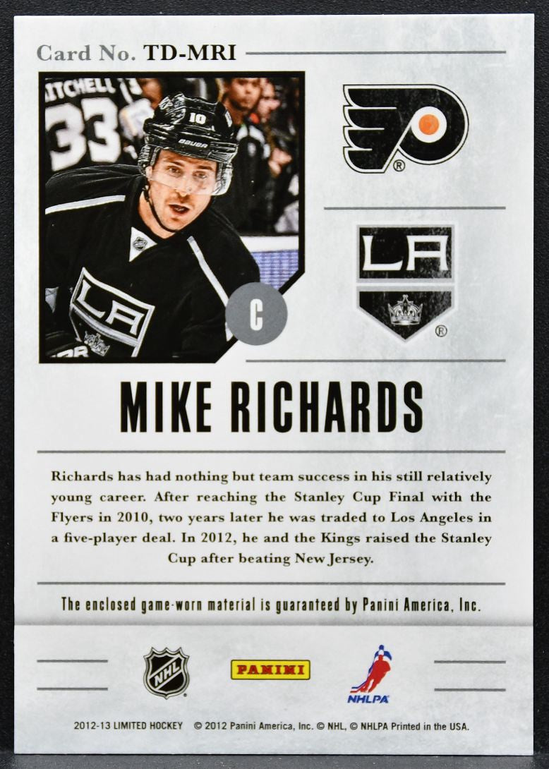 2012-13 Panini Limited Travels Dual Jerseys Mike Richards 004/199 Jersey 9707