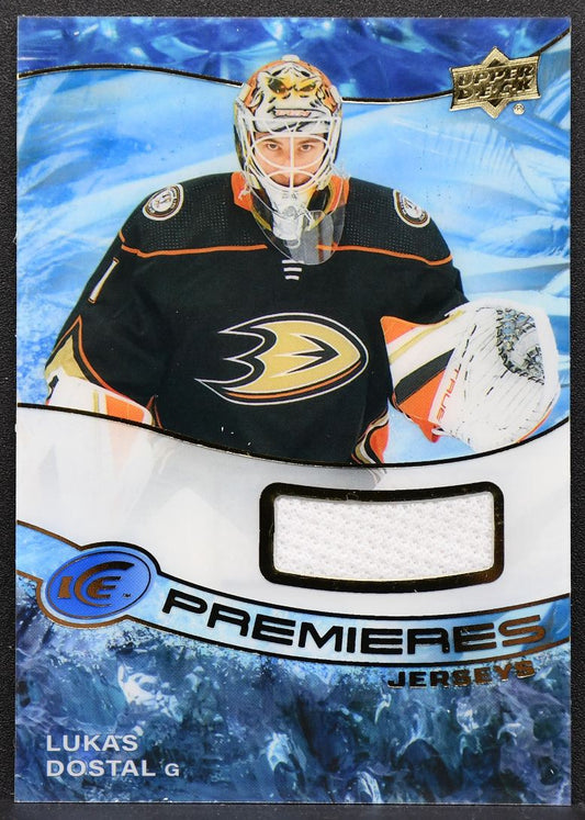 2022-23 UD Ice Premieres Jerseys Lukas Dostal IPA-LD Anaheim Ducks RC Jersey 2837