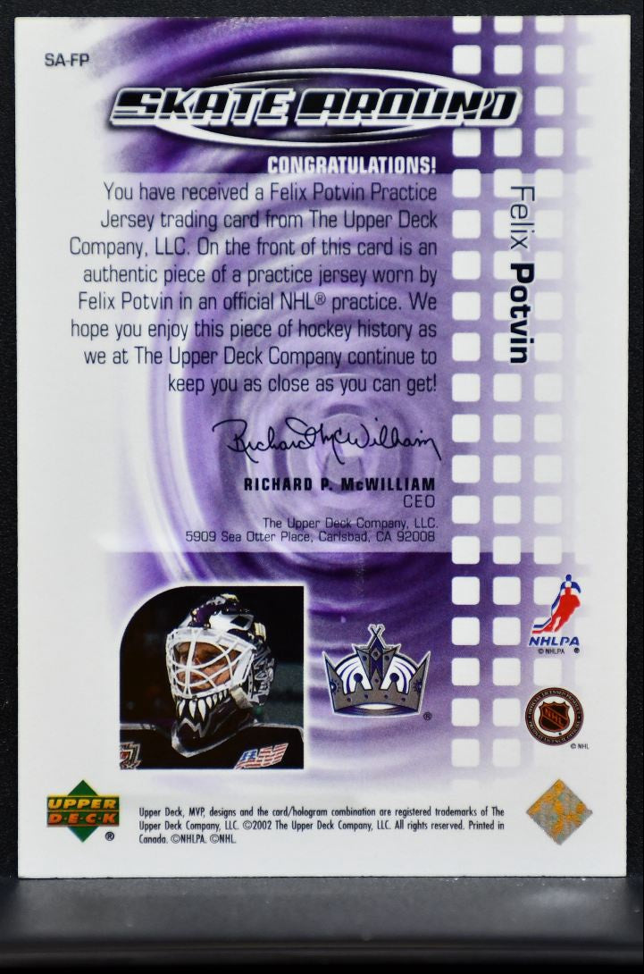 2002-03 Upper Deck MVP Skate Around Jersey Felix Potvin SA-FP Kings Jersey 6187