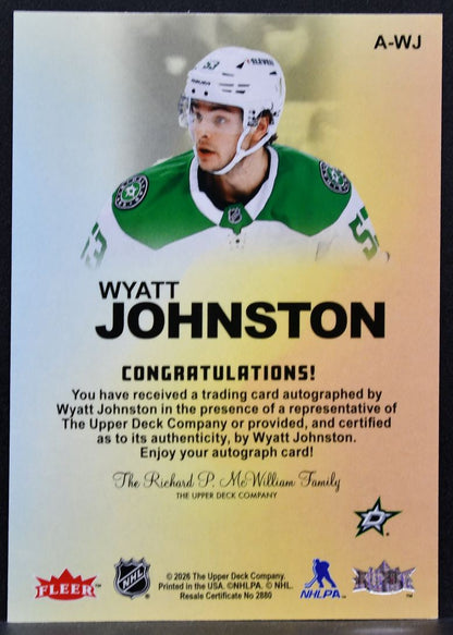 2025-26 Flair Autographics Wyatt Johnston A-WJ Dallas Stars Auto 6934