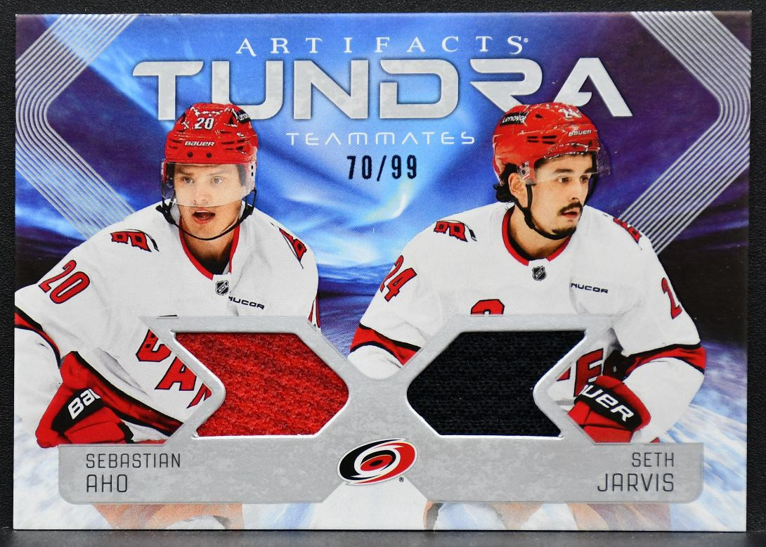 25-26 UD Artifacts Tundra Teammates Aho / Jarvis T2-AJ Hurricanes /99 Jersey 7383