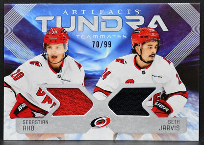 25-26 UD Artifacts Tundra Teammates Aho / Jarvis T2-AJ Hurricanes /99 Jersey 7383