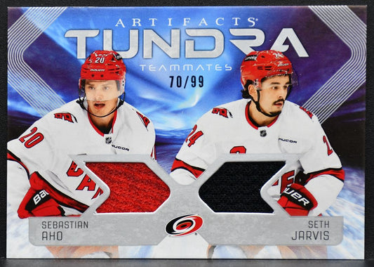 25-26 UD Artifacts Tundra Teammates Aho / Jarvis T2-AJ Hurricanes /99 Jersey 7383