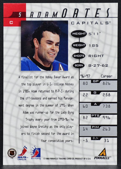 1998-99 Pinnacle Be a Player Autographs Adam Oates 5 Capitals Auto 9918
