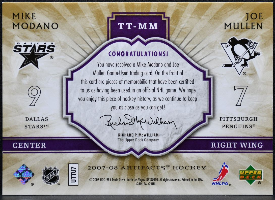 2007-08 UD Artifacts Tundra Tandems Metallic Purple Modano/Mullen 8786