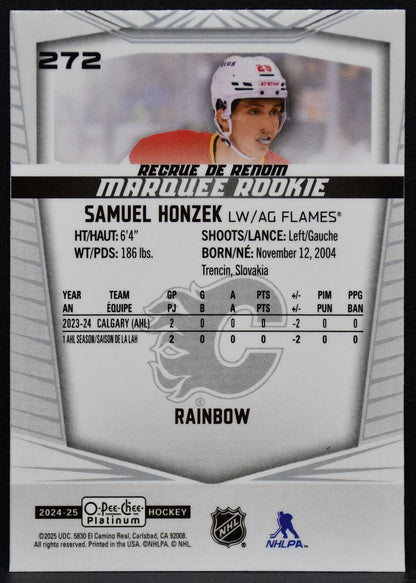 2024-25 OPC Platinum Marquee Rookie Rainbow Samuel Honzek 272 Flames RC 6894