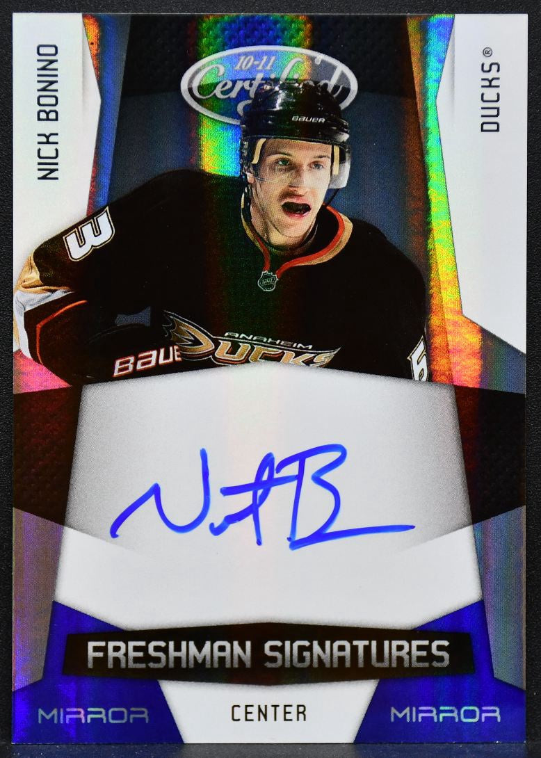 2010-11 Panini Certified Freshman Mirror Bonino 171 Ducks RC Auto 034/100 2315