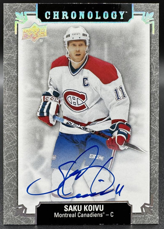 2019-20 UD Chronology Franchise History Autos Saku Koivu Montreal Canadiens Auto