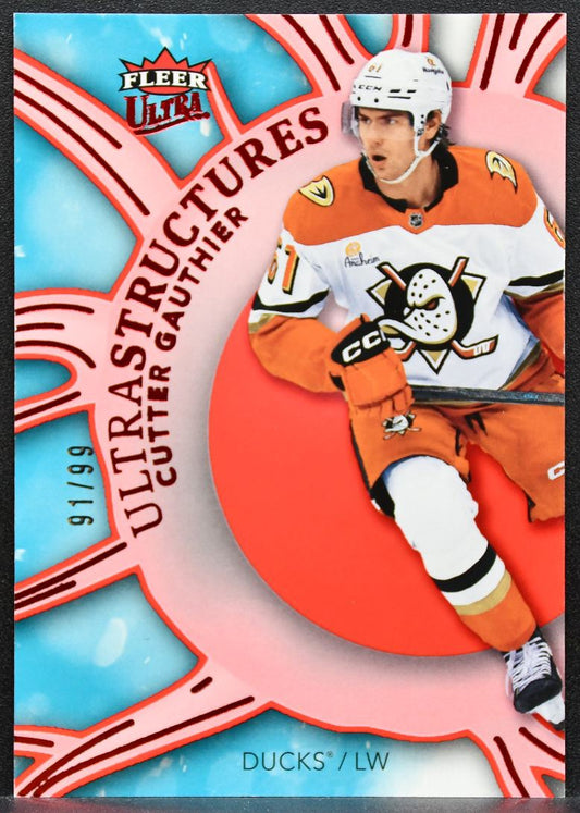 2025-26 Fleer Ultra Structures Red Cutter Gauthier SR 6 Anaheim Ducks 91/99 3608