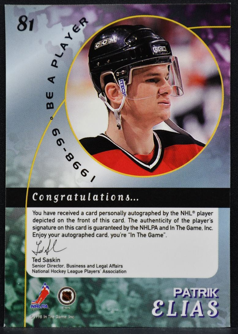 1998-99 Be a Player Autographs Patrik Elias 81 New Jersey Devils Auto