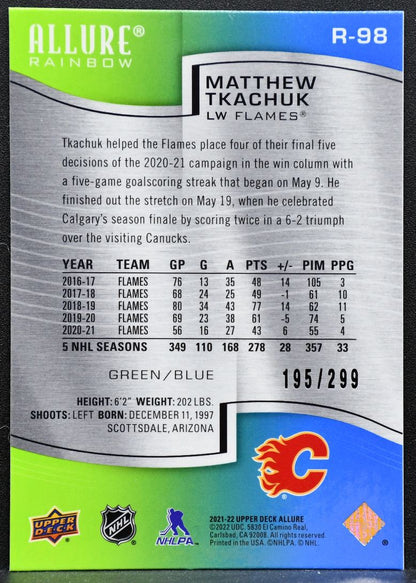 2021-22 Upper Deck Allure Rainbow Green-Blue Matthew Tkachuk Flames 195/299 6670
