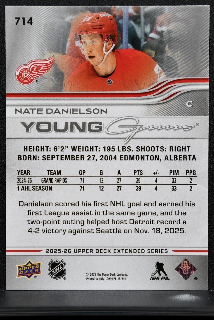 2025-26 Upper Deck Extended Series Young Guns Nate Danielson Red Wings RC 3291