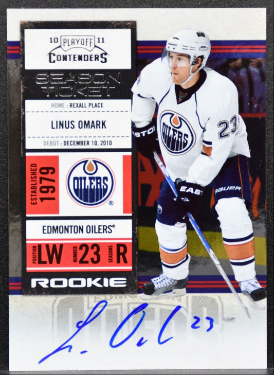 2010-11 Playoff Contenders Season Ticket Rookie Auto Linus Omark RC Auto 1205