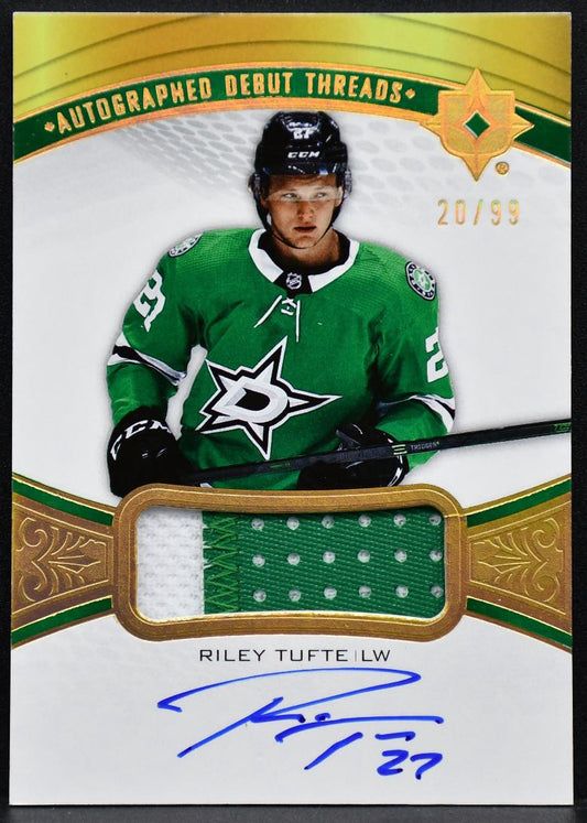 2021-22 Ultimate Autographed Debut Threads Riley Tufte ADT-RT Auto 20/99 Patch
