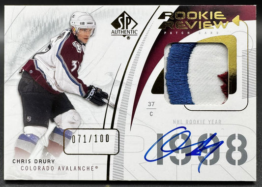 2009-10 SP Authentic Rookie Review Patches Chris Drury Auto /100 Patch