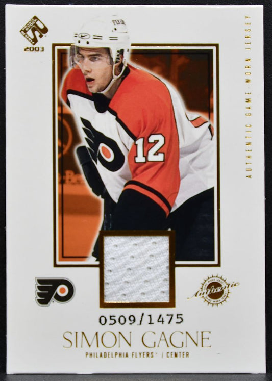 2002-03 Pacific Private Stock Reserve Simon Gagne Flyers 0509/1475 Jersey 2991
