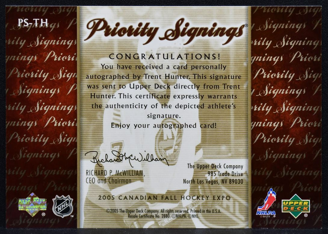 2005-06 UD Canadian Fall Expo Priority Hunter PS-TH Islanders Auto 44/61 1738