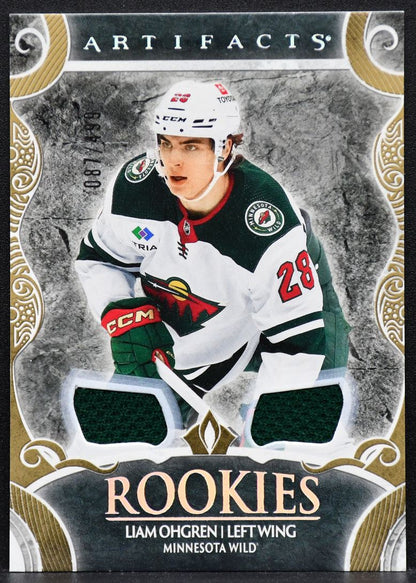 24-25 UD Artifacts RCs Gold Materials Liam Ohgren Minnesota Wild RC /499 Jersey 3941