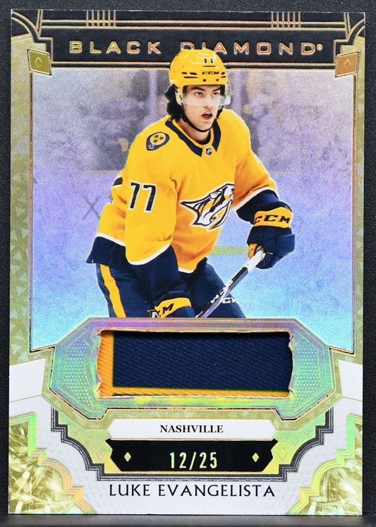 23-24 UD Black Diamond Premium Relics Luke Evangelista Predators 12/25 Jersey 2875
