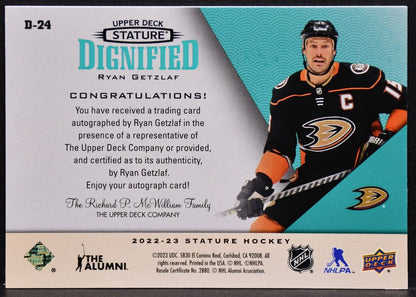 2022-23 UD Stature Dignified Auto Green Ryan Getzlaf D-24 Ducks Auto 04/15