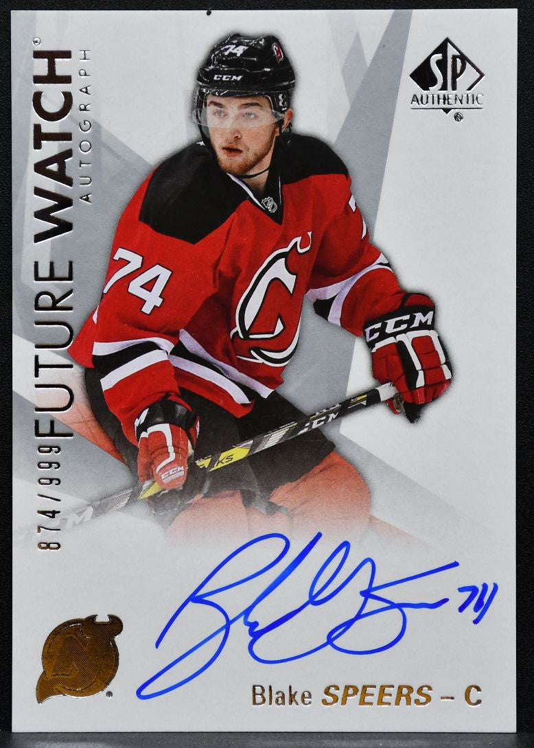 2016-17 SP Authentic Future Watch Auto Blake Speers 190 Devils RC Auto 6960